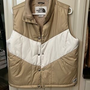The North Face Women's Tan and White Puffer Vest